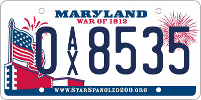 MD license plate 0AX8535