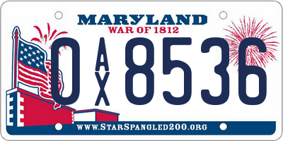 MD license plate 0AX8536