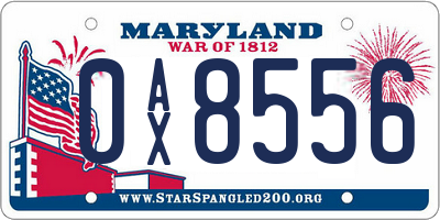 MD license plate 0AX8556