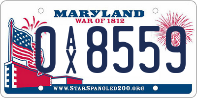 MD license plate 0AX8559