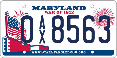 MD license plate 0AX8563
