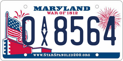 MD license plate 0AX8564