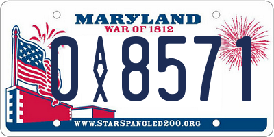 MD license plate 0AX8571