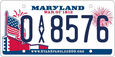 MD license plate 0AX8576
