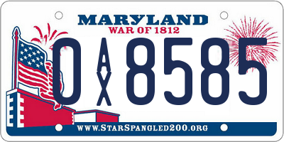 MD license plate 0AX8585