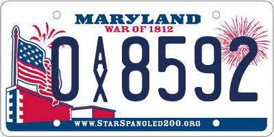 MD license plate 0AX8592