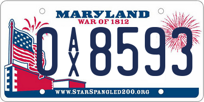 MD license plate 0AX8593