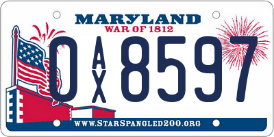 MD license plate 0AX8597