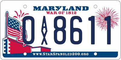 MD license plate 0AX8611