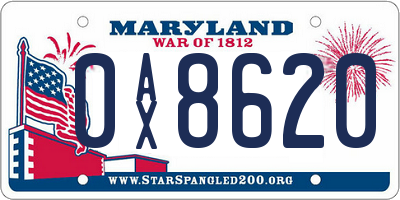 MD license plate 0AX8620