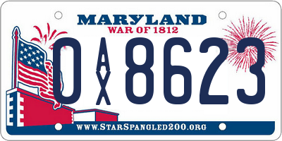 MD license plate 0AX8623
