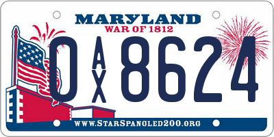 MD license plate 0AX8624