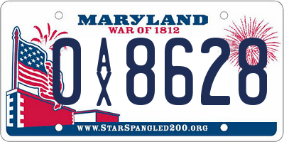 MD license plate 0AX8628