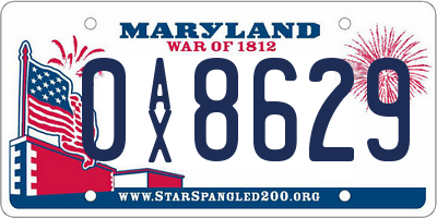 MD license plate 0AX8629