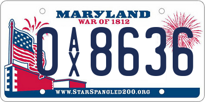 MD license plate 0AX8636