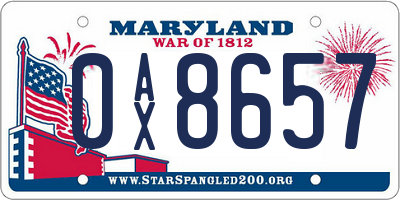 MD license plate 0AX8657