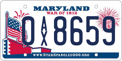 MD license plate 0AX8659