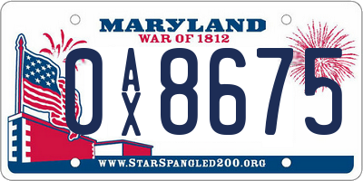 MD license plate 0AX8675