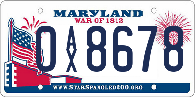 MD license plate 0AX8678