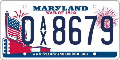 MD license plate 0AX8679