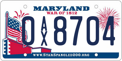 MD license plate 0AX8704