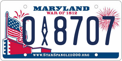 MD license plate 0AX8707