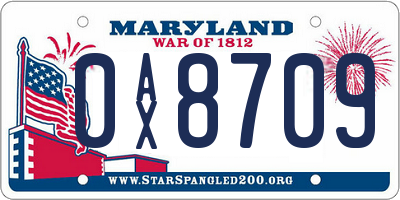 MD license plate 0AX8709