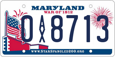 MD license plate 0AX8713