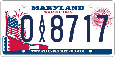 MD license plate 0AX8717