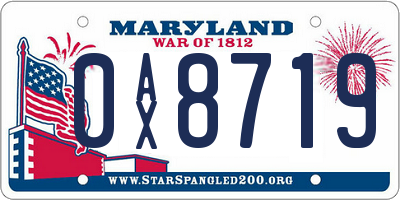 MD license plate 0AX8719
