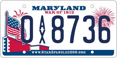 MD license plate 0AX8736