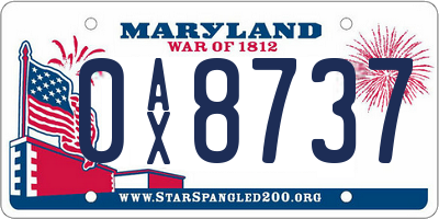 MD license plate 0AX8737