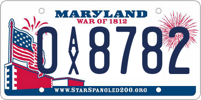 MD license plate 0AX8782