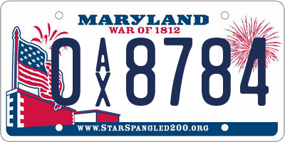 MD license plate 0AX8784