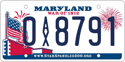 MD license plate 0AX8791
