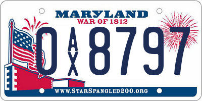 MD license plate 0AX8797