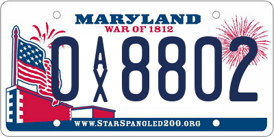 MD license plate 0AX8802