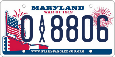 MD license plate 0AX8806