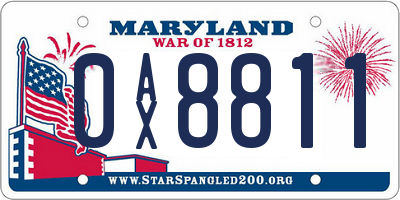 MD license plate 0AX8811