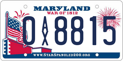 MD license plate 0AX8815