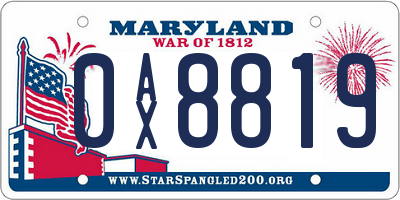 MD license plate 0AX8819