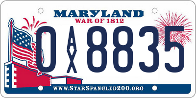 MD license plate 0AX8835