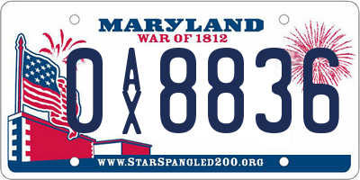 MD license plate 0AX8836