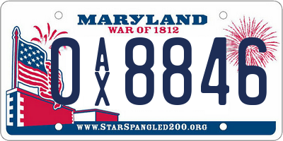 MD license plate 0AX8846