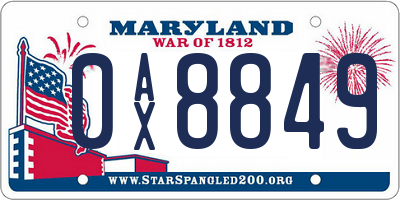 MD license plate 0AX8849