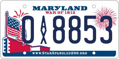 MD license plate 0AX8853