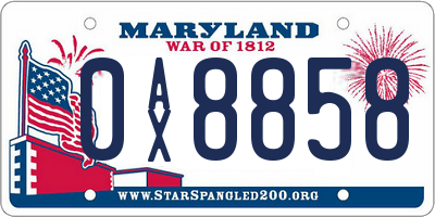 MD license plate 0AX8858