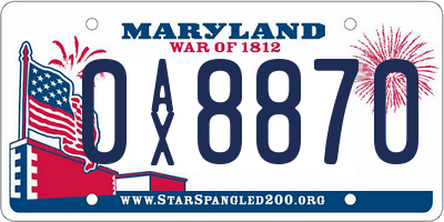 MD license plate 0AX8870