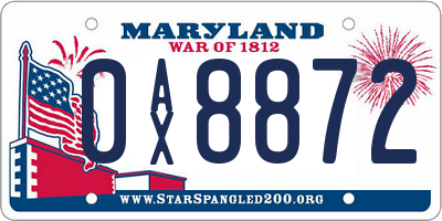 MD license plate 0AX8872