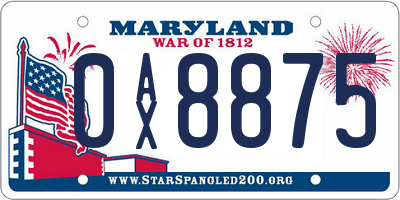 MD license plate 0AX8875